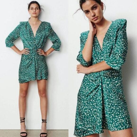 BA&SH ERIKA DRESS -VERT XS GREEN $362 - Picture 1 of 9